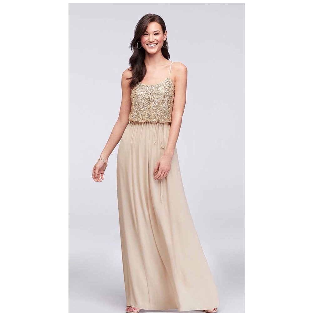 Long Sequin Blouson Dress